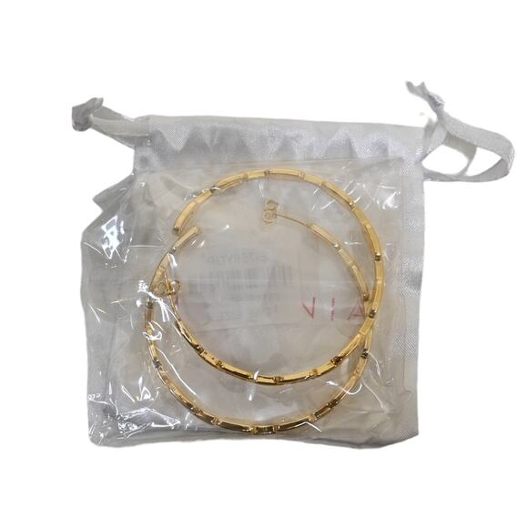 Adornia 14K Gold Plated Chain Link Hoop Earrings NEW - Picture 6 of 7